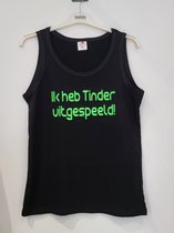 Topje "ik heb tinder uitgespeeld" Large fluo groen zwart