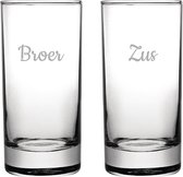 Gegraveerde longdrinkglas 28,5cl Broer-Zus