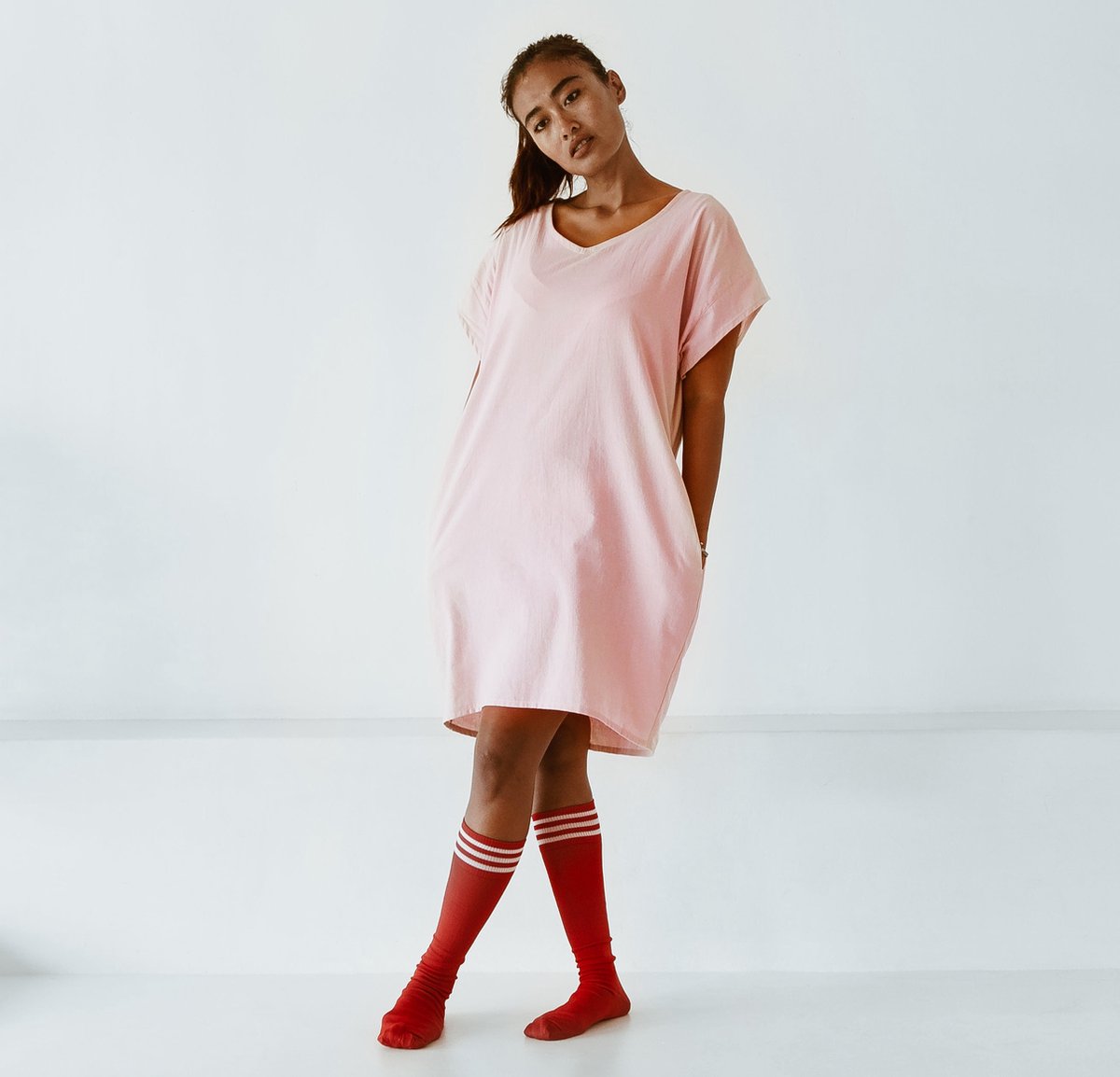 Jurk - gerecyclede linnen blend - roze - XS