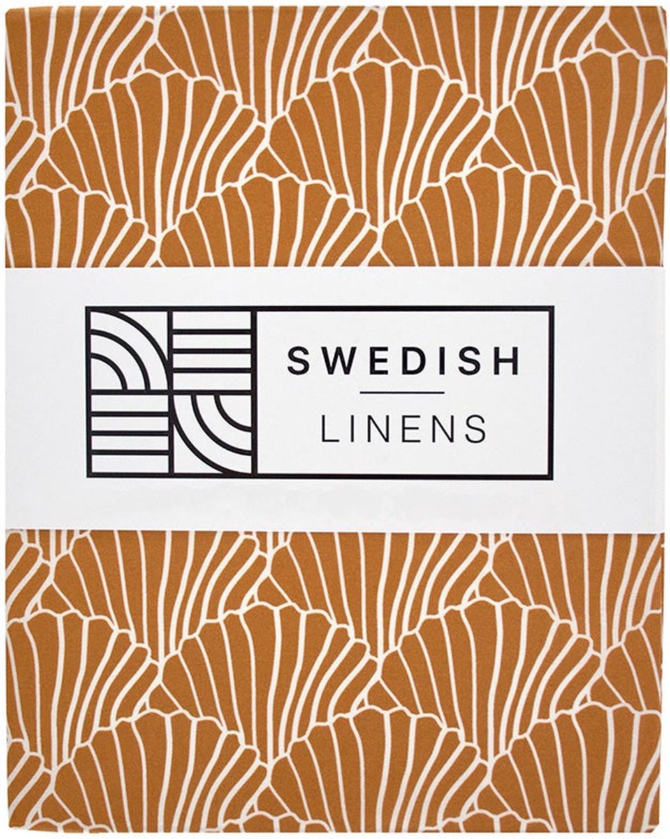 Swedish Linens - Kussensloop Seashells (60x70cm) - Kussensloop - Cinnamon Brown