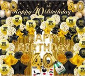 40 jaar verjaardag versiering - 40 Jaar Feest Verjaardag Versiering Set 87-delig  - Happy Birthday Slinger & Ballonnen - Decoratie Man Vrouw - Zwart en Goud