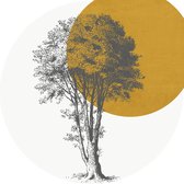 Muursticker Tree Gold -Ø 130 cm