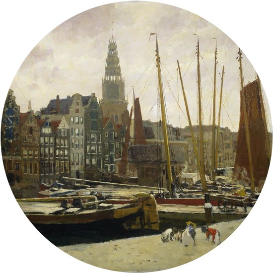 Muursticker Het Damrak in Amsterdam, George Hendrik_Rijksmuseum -Ø 80 cm
