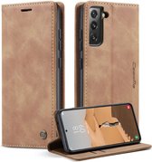Caseme - Samsung Galaxy S22 Plus - Retro Wallet Hoesje - Bruin