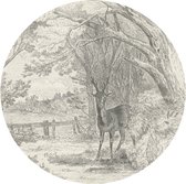Muursticker Parklandschap met hert, Jan Bos Wz 1890_Rijksmuseum -Ø 80 cm