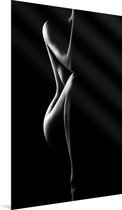 Erotiek Silhouet Poster op Aluminium - Erotische Kunst - Artistiek Naakt - Zwart Wit - 80x120 cm