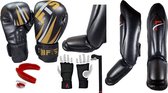 FT 4pcs Pack / Boxing Gloves / 08oz/ Teeth Protection / Hand Wrap/Shin Guard XS