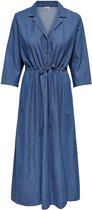 Jacqueline de Yong Jurk Jdyesran 3/4 Mid Calf Dress Wvn 15254220 Blue Denim Dames Maat - 40