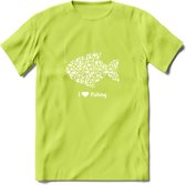 I Love Fishing - Vissen T-Shirt | Wit | Grappig Verjaardag Vis Hobby Cadeau Shirt | Dames - Heren - Unisex | Tshirt Hengelsport Kleding Kado - Groen - 3XL