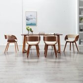 vidaXL Eetkamerstoelen 6 st gebogen hout en kunstleer crème