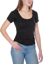 ConfidenceForAll® Dames Premium Anti Zweet Shirt met Ingenaaide Okselpads - Zijdezacht Modal en Verkoelend Katoen - Maat S Zwart