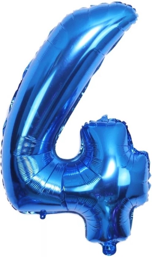 cijfer ballon - 4 Jaar - folie ballon- 80 cm- Blauw