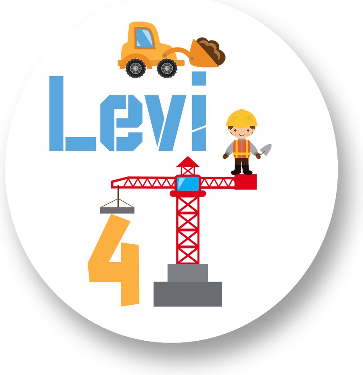 Traktatie Stickers Met Naam en Leeftijd - Bouwen - Gepersonaliseerd - Sluitstickers - Kinderfeest Traktatie - Uitdelen - Uitdeeltraktatie - Traktatiestickers Pimp Studio
