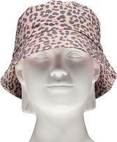 Sarlini - Bucket Hat Leopard - Vissershoedje - Hoed - Panterprint - Festival - Meisjes - Katoen - roze - grijs