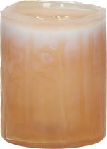 Pomax - Theelicht / waxinelichtjeshouder / windlicht - Oranje / wit / roze / transparant - ø 7,5 x 9 cm hoog.