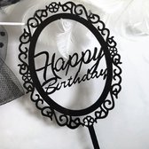 Taart Decoratie - Verjaardag - Taarttopper - Happy Birthday - Spiegel - Acryl