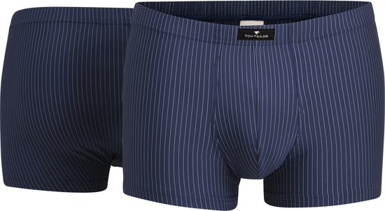 TOM TAILOR heren boxer normale lengte (2-pack) - middenblauw gestreept - Maat: XL