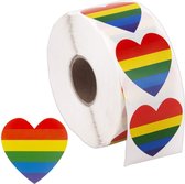 Everygoods Gay Pride Stickers, Hartvorm, Regenboogstickers, Strepen, Hartvorm, Rol, Plakband, 1000 Stuks