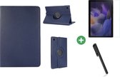 Samsung Galaxy Tab A8 10.5 (2021) Hoes - Galaxy Tab A8 Draaibare tablet hoes + Samsung Galaxy Tab A8 (10.5) Screenprotector - Beschermglas + Touch Pen - Donkerblauw