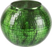 Windlicht | glas | groen | 16x16x (h)13 cm