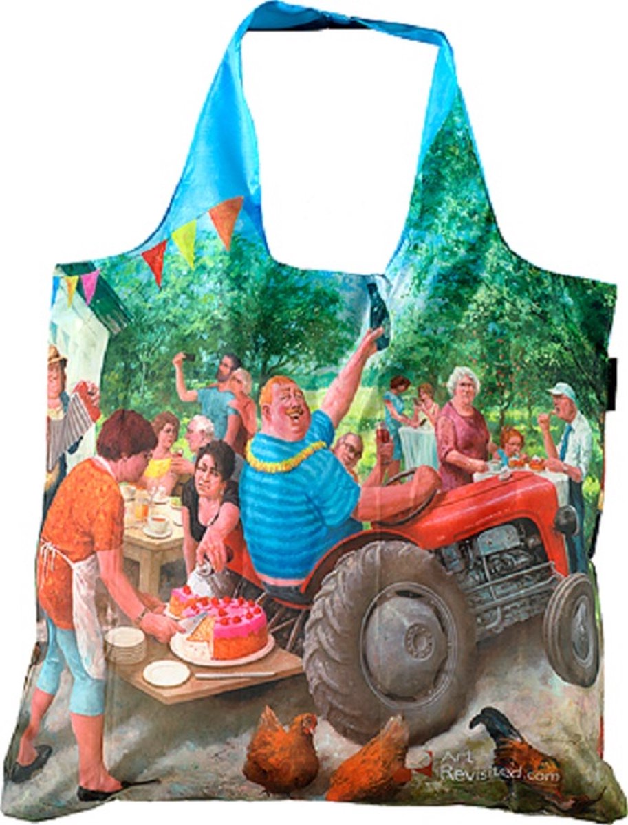 Ecozz tas - Tuinfeest- Marius van Dokkum - met rits - 46x41 cm