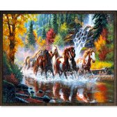 Eagle® Diamond Painting Volwassenen - Paarden in Natuur - 50x40cm - Ronde Steentjes