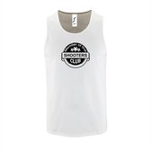 Witte Tanktop sportshirt met "Member of the Shooters club" Print Zwart Size M