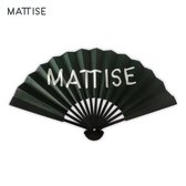 MATTISE Houten Handwaaier — Zwarte Bamboe Waaier — Duurzame Festival Spaanse / Chinese Handwaaiers — 41 cm brede Hand Fan