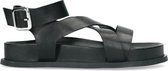Sacha - Dames - Zwarte leren plateau sandalen - Maat 38