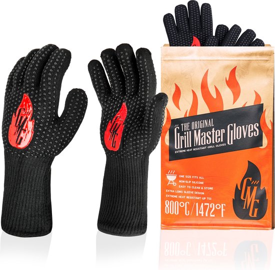 The original grill master gloves barbecue handschoen hittebestendig tot 500 graden celsius uitgeroepen tot #1 bbq handschoen 2021 grill handschoen -kamado ovenwant barbecuen bbq koken