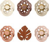 BIBS Boheme Fopspeen| Maat 2 6-18 maanden| Set 5 stuks + Monkiezz Bijtspeelgoed Leaf Clay|Blush, Vanilla, Ivory, Peach, Woodchuck