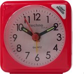 Technoline - Geneva S - wekker - met analoge klok - verlichting - snooze - klein formaat - rood