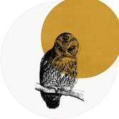 Muursticker Owl Gold -Ø 130 cm
