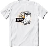 Fishing Boots - Vissen T-Shirt | Grappig Verjaardag Vis Hobby Cadeau Shirt | Dames - Heren - Unisex | Tshirt Hengelsport Kleding Kado - Wit - S