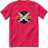 Fishing Club - Vissen T-Shirt | Grappig Verjaardag Vis Hobby Cadeau Shirt | Dames - Heren - Unisex | Tshirt Hengelsport Kleding Kado - Roze - M