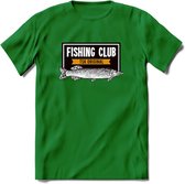 Fishing Club - Vissen T-Shirt | Grappig Verjaardag Vis Hobby Cadeau Shirt | Dames - Heren - Unisex | Tshirt Hengelsport Kleding Kado - Donker Groen - S