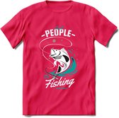 Cool People Do Fishing - Vissen T-Shirt | Aqua | Grappig Verjaardag Vis Hobby Cadeau Shirt | Dames - Heren - Unisex | Tshirt Hengelsport Kleding Kado - Roze - S