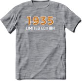 1935 Limited Edition T-Shirt | Goud - Zilver | Grappig Verjaardag en Feest Cadeau Shirt | Dames - Heren - Unisex | Tshirt Kleding Kado | - Donker Grijs - Gemaleerd - XL