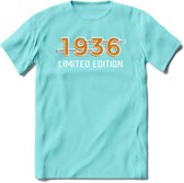 1936 Limited Edition T-Shirt | Goud - Zilver | Grappig Verjaardag en Feest Cadeau Shirt | Dames - Heren - Unisex | Tshirt Kleding Kado | - Licht Blauw - S