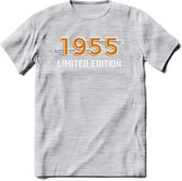 1955 Limited Edition T-Shirt | Goud - Zilver | Grappig Verjaardag en Feest Cadeau Shirt | Dames - Heren - Unisex | Tshirt Kleding Kado | - Licht Grijs - Gemaleerd - M