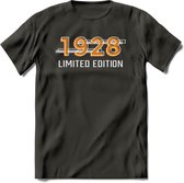 1928 Limited Edition T-Shirt | Goud - Zilver | Grappig Verjaardag en Feest Cadeau Shirt | Dames - Heren - Unisex | Tshirt Kleding Kado | - Donker Grijs - XXL