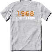 1968 Limited Edition T-Shirt | Goud - Zilver | Grappig Verjaardag en Feest Cadeau Shirt | Dames - Heren - Unisex | Tshirt Kleding Kado | - Licht Grijs - Gemaleerd - S