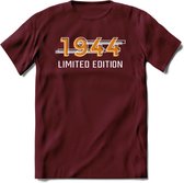1944 Limited Edition T-Shirt | Goud - Zilver | Grappig Verjaardag en Feest Cadeau Shirt | Dames - Heren - Unisex | Tshirt Kleding Kado | - Burgundy - XL