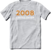2008 Limited Edition T-Shirt | Goud - Zilver | Grappig Verjaardag en Feest Cadeau Shirt | Dames - Heren - Unisex | Tshirt Kleding Kado | - Licht Grijs - Gemaleerd - XXL