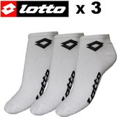 Lotto - 3 Paar - Sneakersokken - Sport sokken - Wit - Maat 39/42 - Unisex