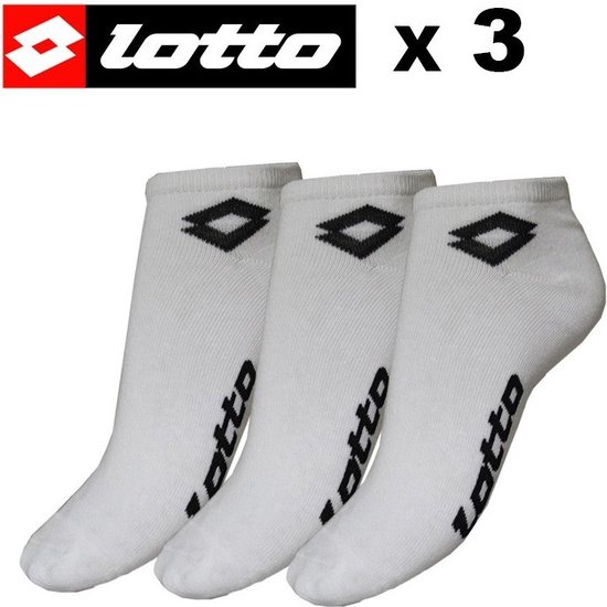 Lotto - 3 Paires - Chaussettes Chaussettes basses - Chaussettes Sport - Wit - Taille 39/42 - Unisexe