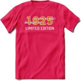 1925 Limited Edition T-Shirt | Goud - Zilver | Grappig Verjaardag en Feest Cadeau Shirt | Dames - Heren - Unisex | Tshirt Kleding Kado | - Roze - L