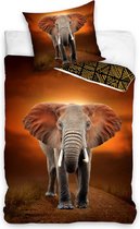 Olifant dekbedovertrek - 140 x 200 cm. - Elephant eenpersoons dekbed - 100% katoen