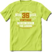 35 Jaar Legend T-Shirt | Goud - Wit | Grappig Verjaardag en Feest Cadeau Shirt | Dames - Heren - Unisex | Tshirt Kleding Kado | - Groen - S