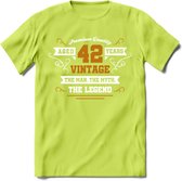 42 Jaar Legend T-Shirt | Goud - Wit | Grappig Verjaardag en Feest Cadeau Shirt | Dames - Heren - Unisex | Tshirt Kleding Kado | - Groen - S